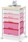 5-Drawer Rolling Utility Cart with Wooden Tabletop – 5-Tier Craft Storage Trolley with Lockable Wheels, Rose Pink